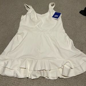 White Sleeveless Ruffle Active Dress
